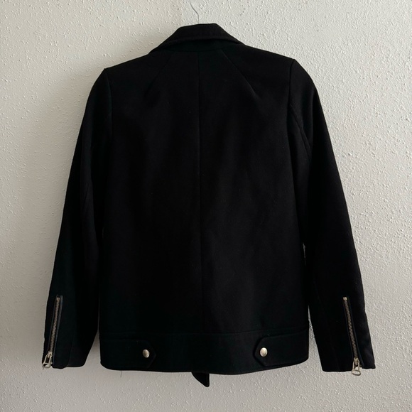 H&M Black Wool-Blend Moto Jacket - Size 2 - Picture 5 of 5